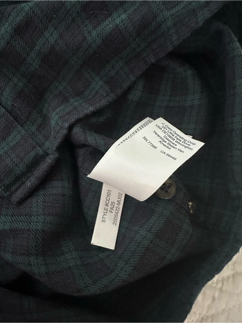 J.Crew Men’s Size XL Flannel Cashmere Cotton Blend Green Navy Plaid Button Down
